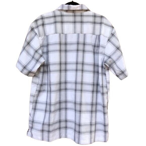 Haggar White Gray Plaid Button Down Dress Casual Mens Shirt Size L - Picture 4 of 8